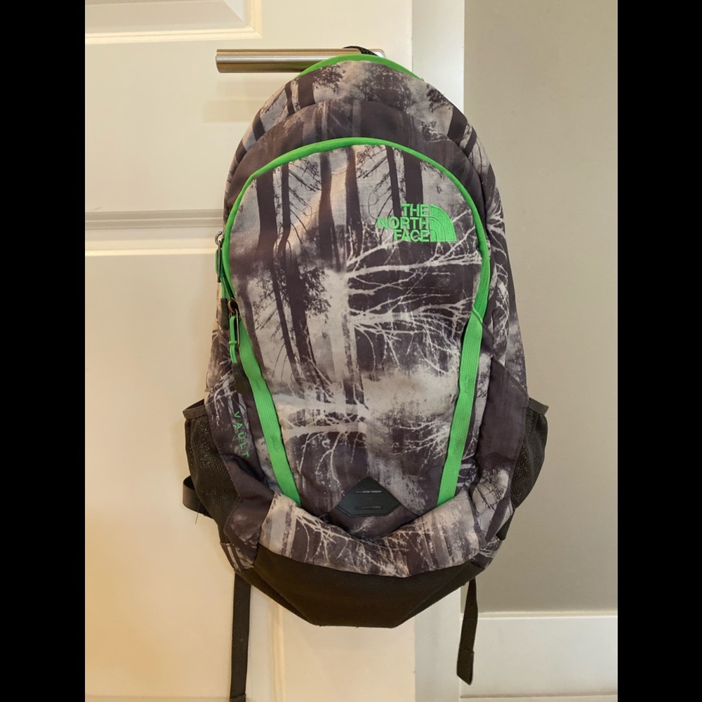 North Face Kid Vault Backpack green + gray